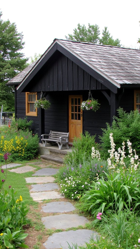 charming black cottage details