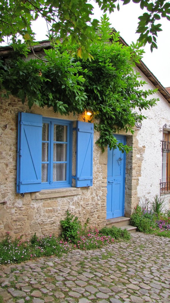 charming classic blue shutters