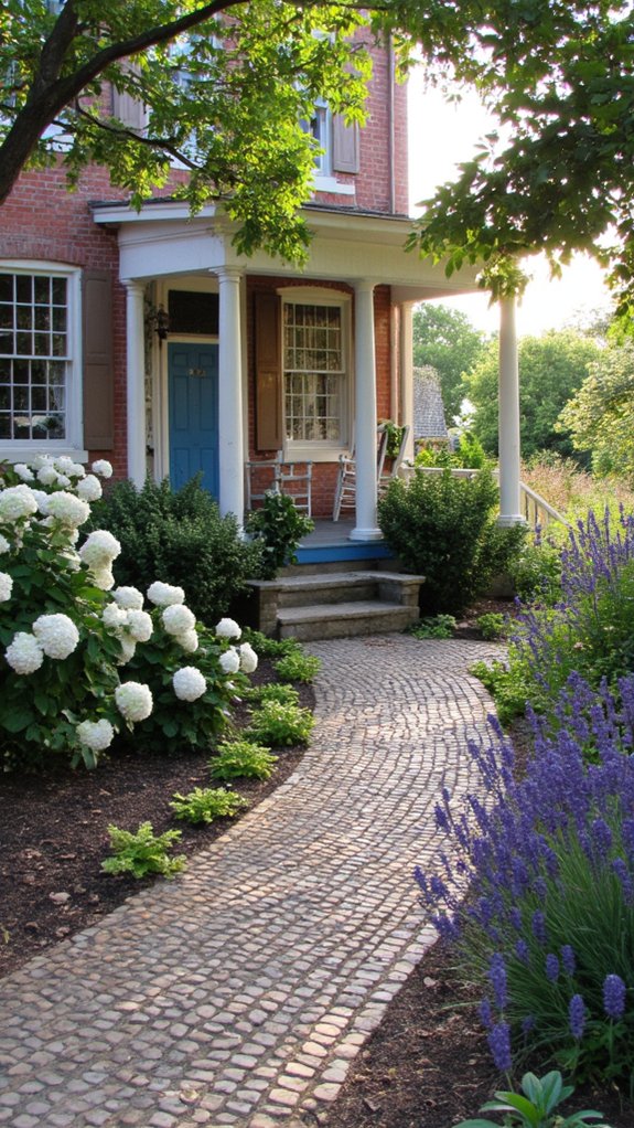 charming cobblestone entrance pathways