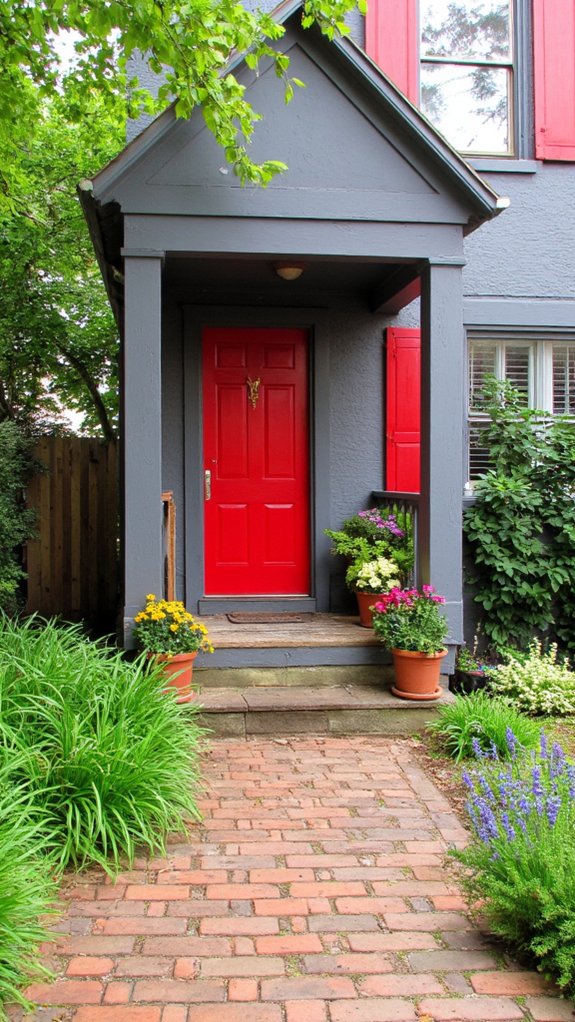 charming gray cottage entrance