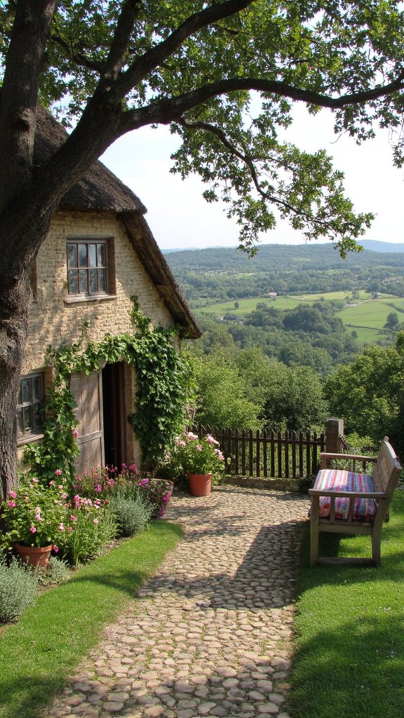charming hillside cottage views