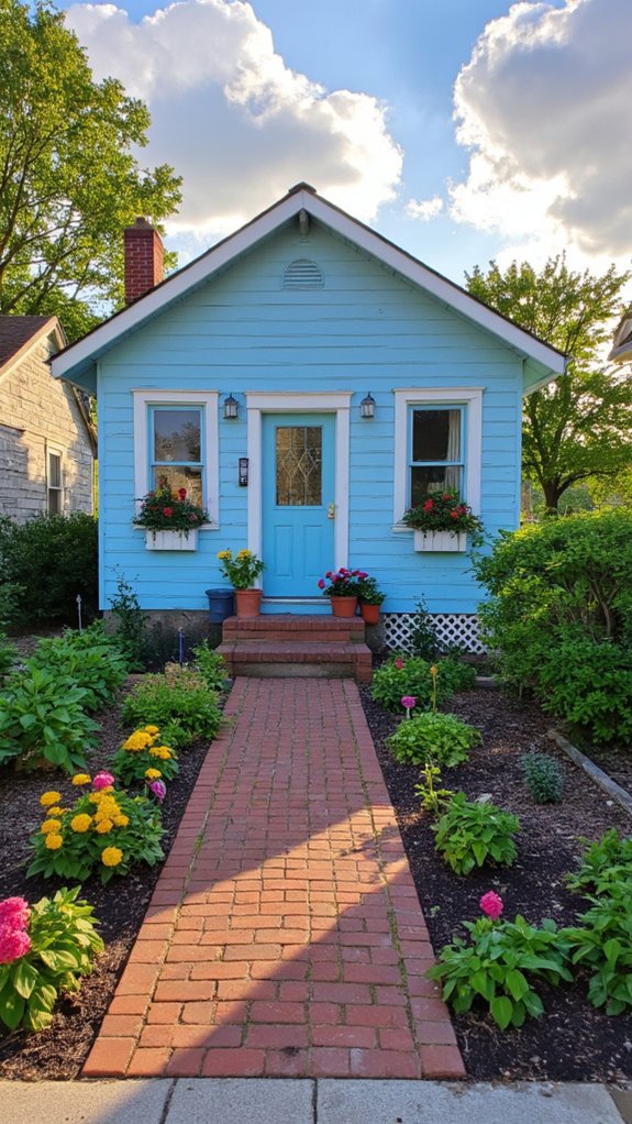 charming pastel blue cottage