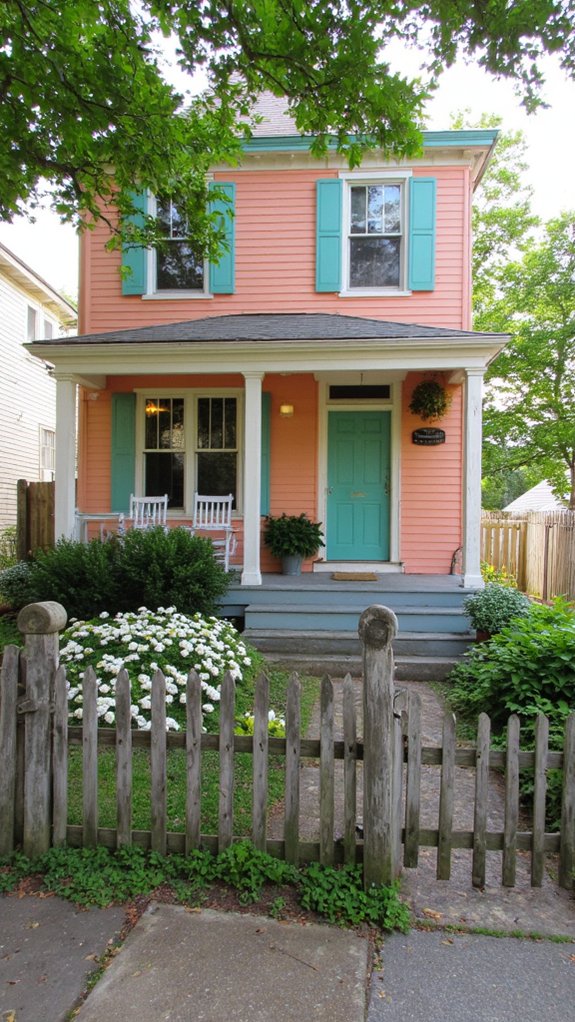 charming peach mint green