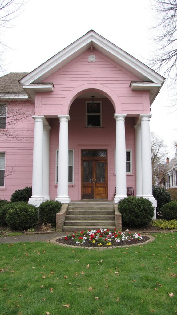 charming pink colonial entrance