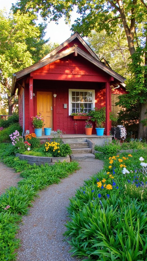 charming red cottage oasis