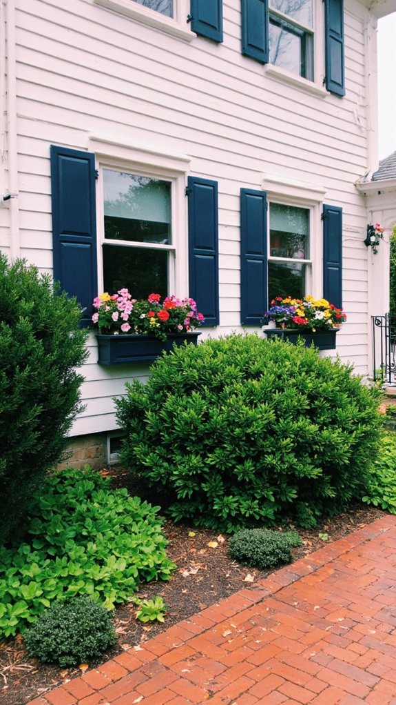 charming shutters and window boxes