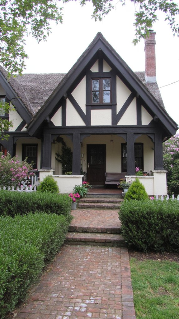 charming timbered cottage porch