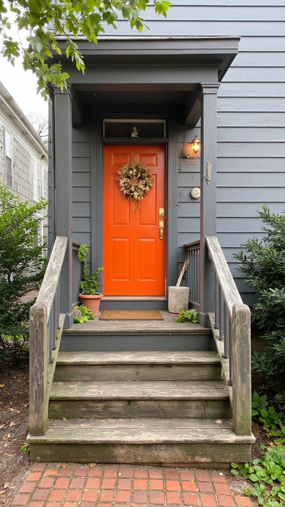 cheerful orange door entrance