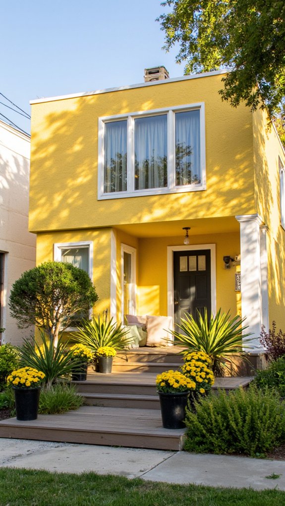cheerful pastel yellow exterior