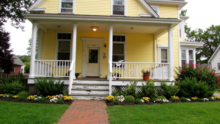 cheerful yellow colonial exteriors