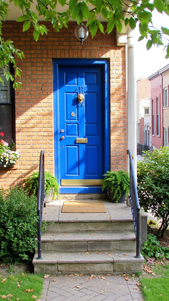 colorful doors with unique hardware