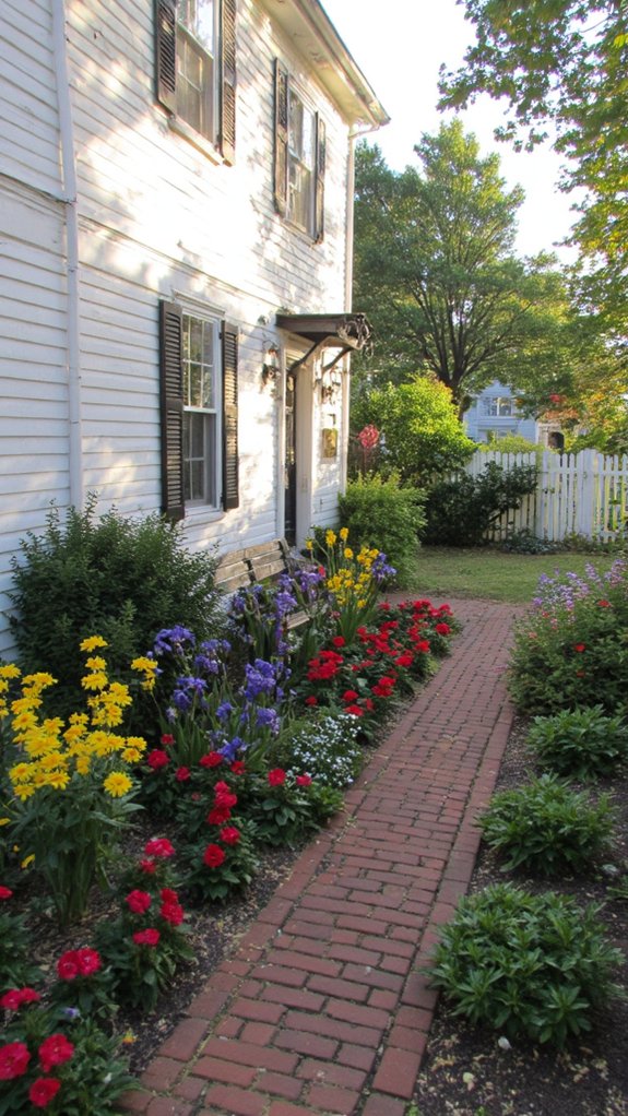 colorful flower beds enhance