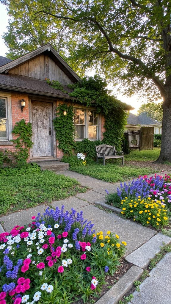 colorful flowers enhance curb appeal