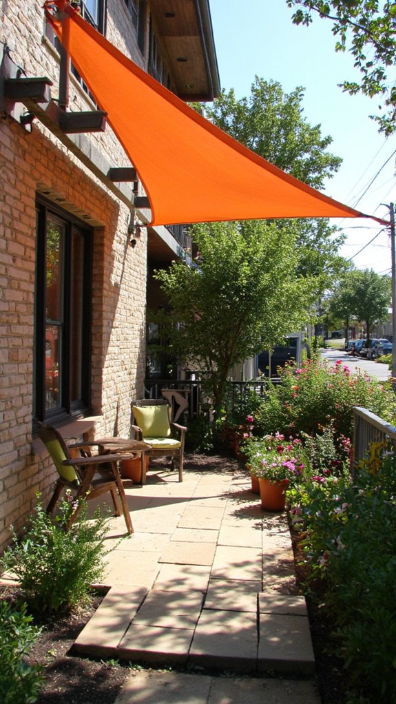 colorful shade sail pergola