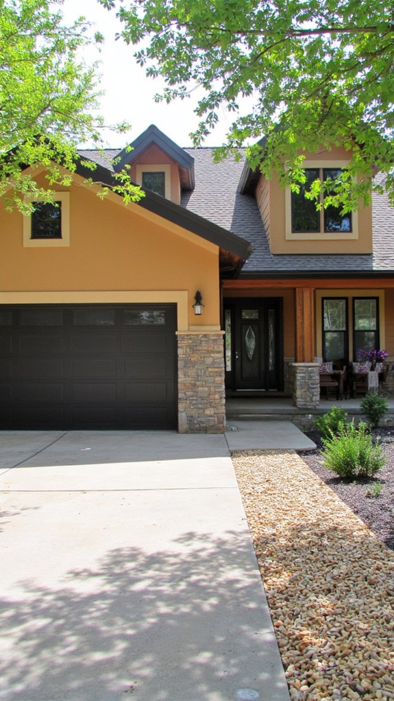 contemporary stone garage accents