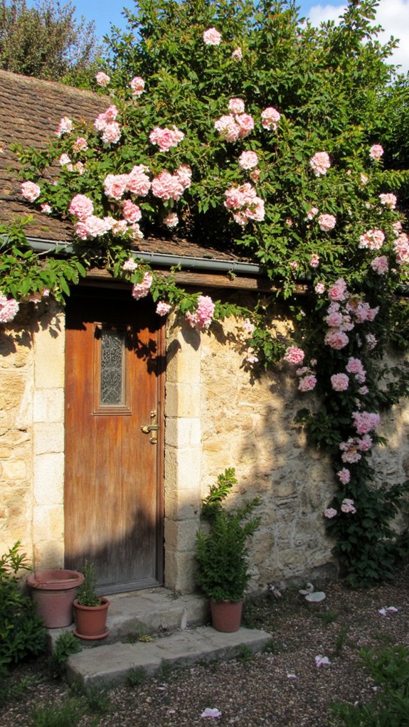 cottage enveloped by roses