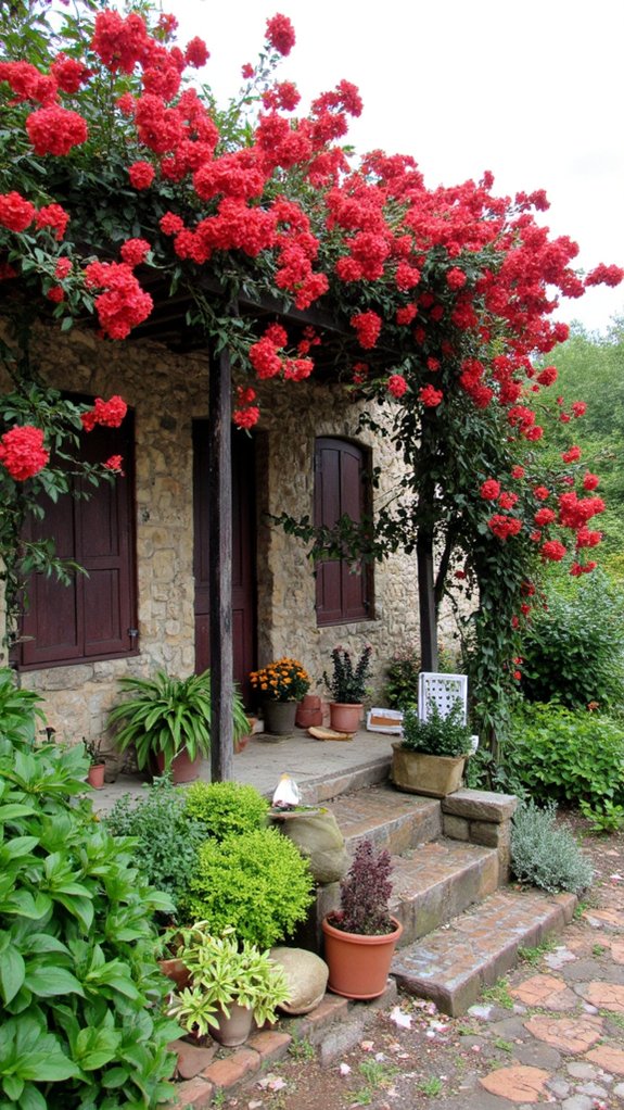 cozy cottage with roses