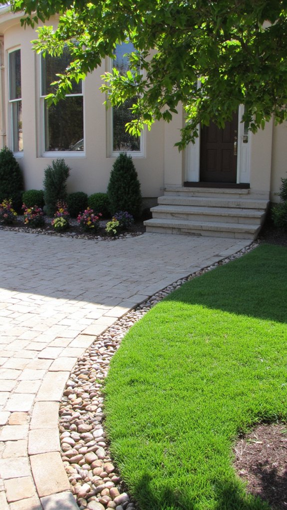 decorative edging enhances driveway