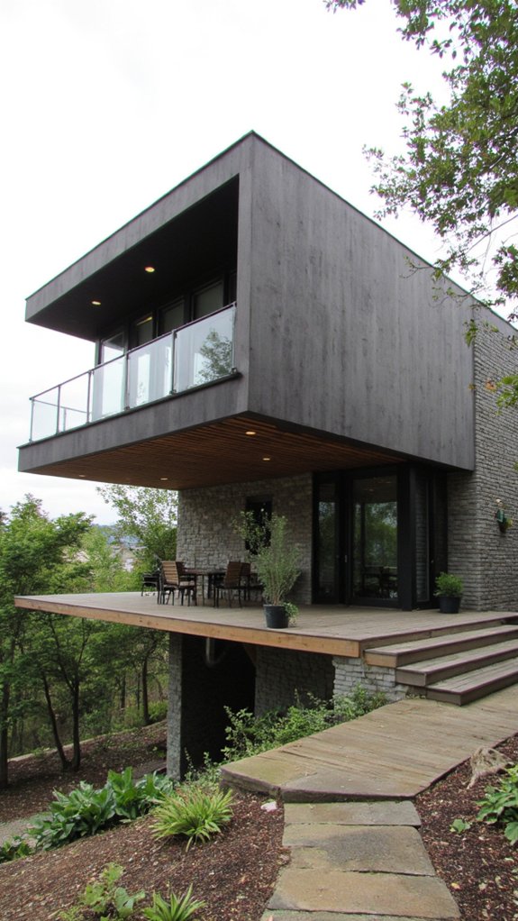 dramatic cantilevered architectural overhangs