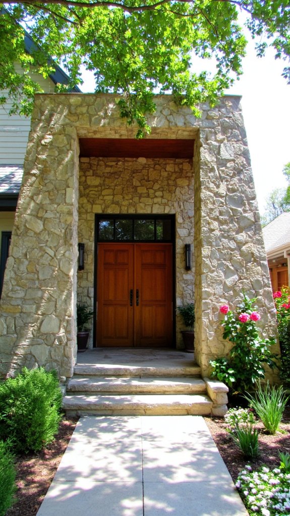 dramatic stone framed entryways