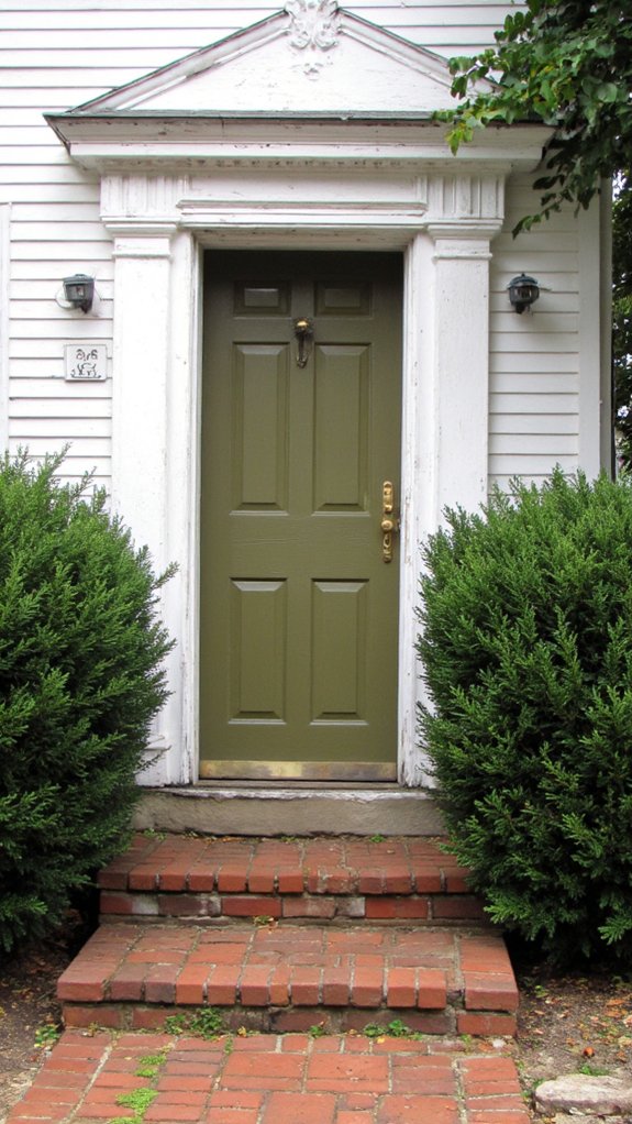 earthy olive green entrance
