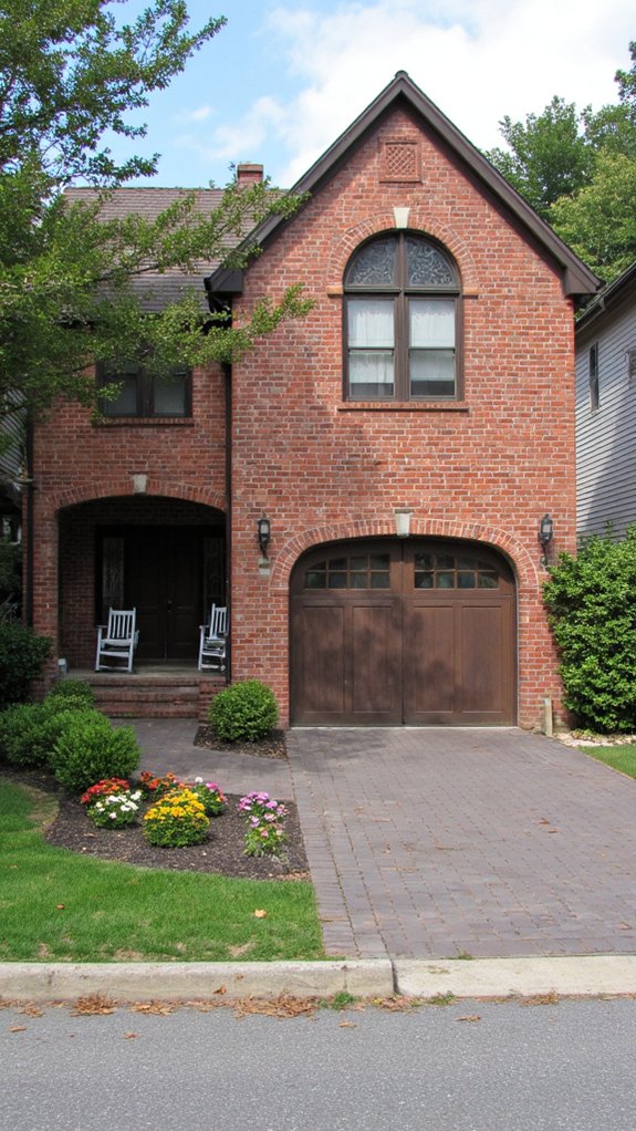 elegant arched garage entrance