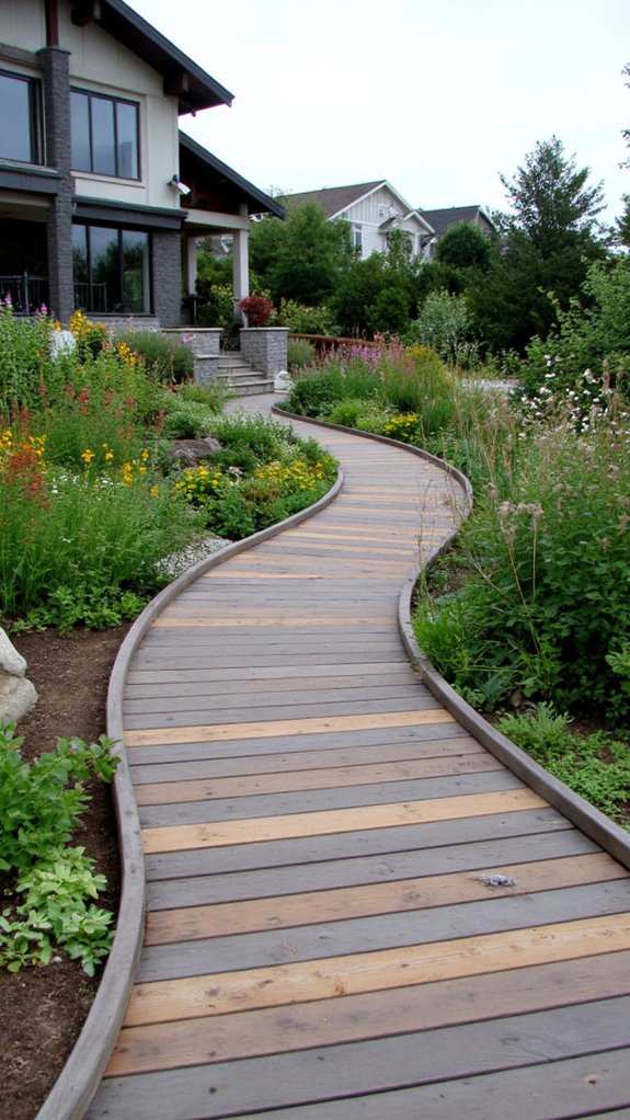 elegant outdoor wooden pathway