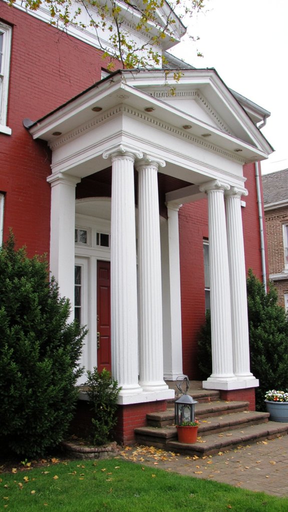 elegant red colonial architecture