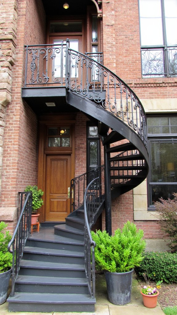 elegant spiral iron steps