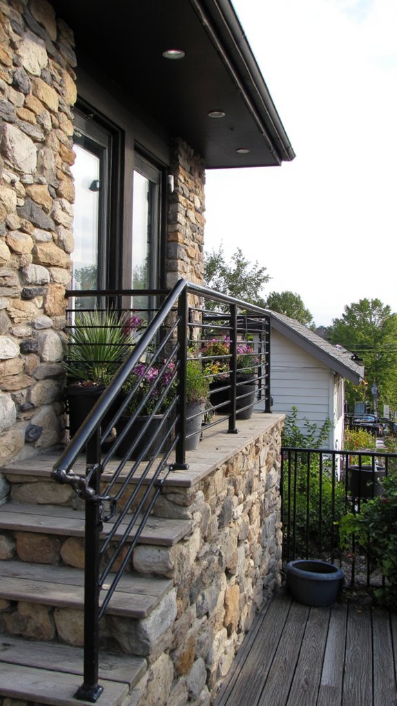 elegant stone metal railing design
