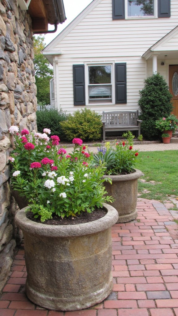 elegant stone planters enhance aesthetics