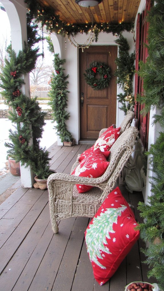 festive christmas porch pillows