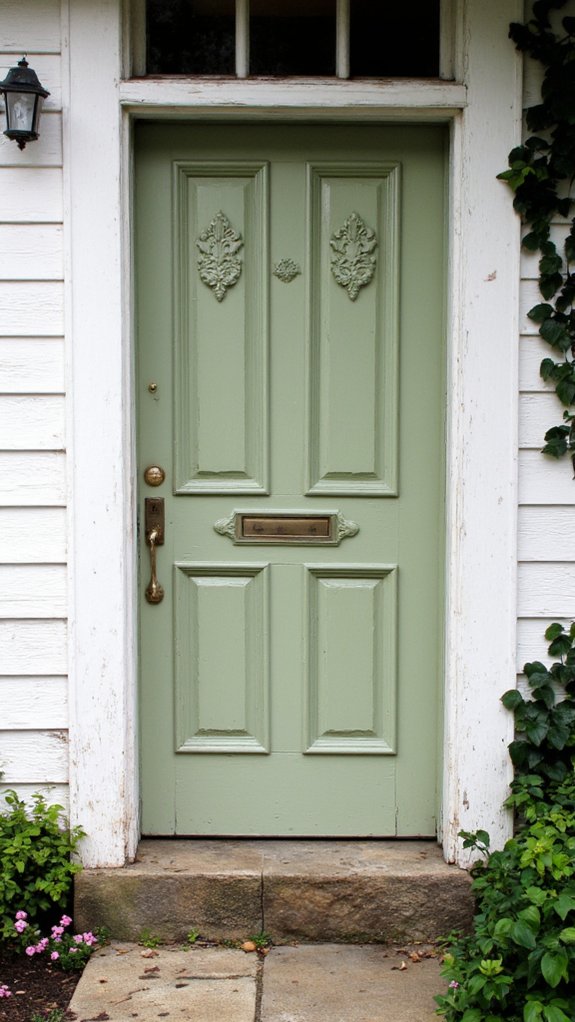 intricate carved panelled door