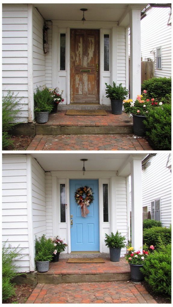 inviting colorful entryway design