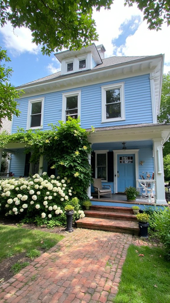 inviting light azure facade