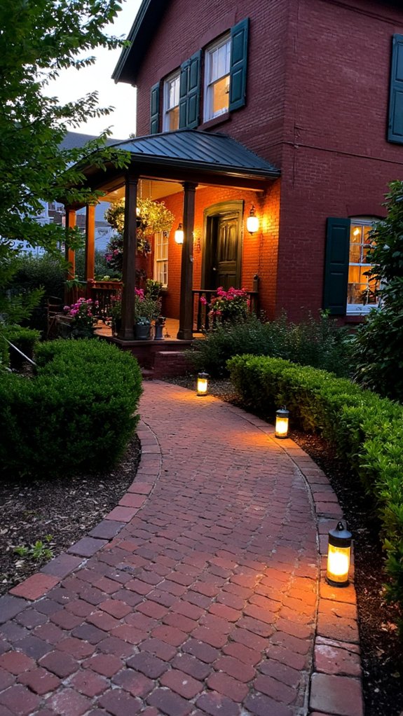 inviting red brick pathways