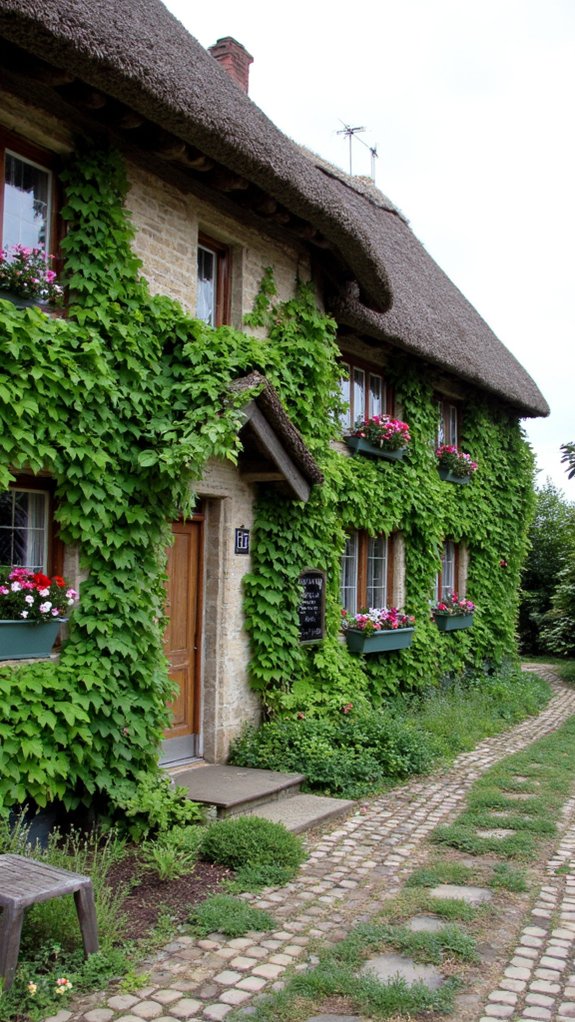 ivy covered rustic cottages