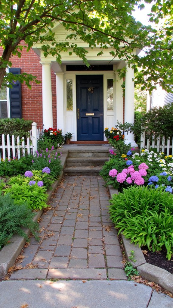 lush landscaping enhances entryway charm