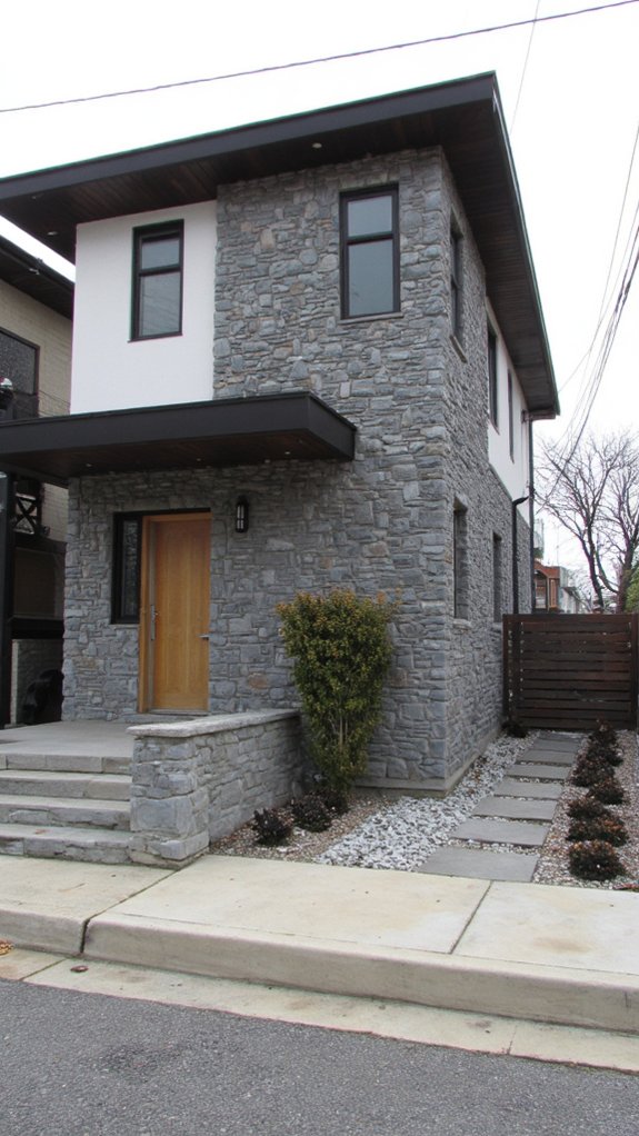 monochromatic stone exterior design