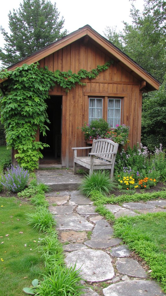 natural wood and greenery