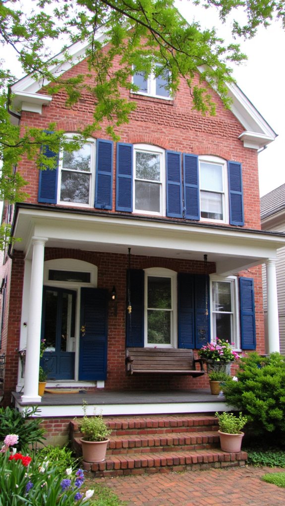 navy accents enhance curb appeal