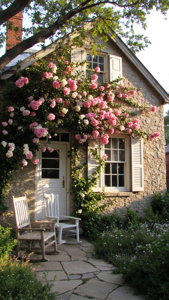 rose clad sunlit cottage bliss