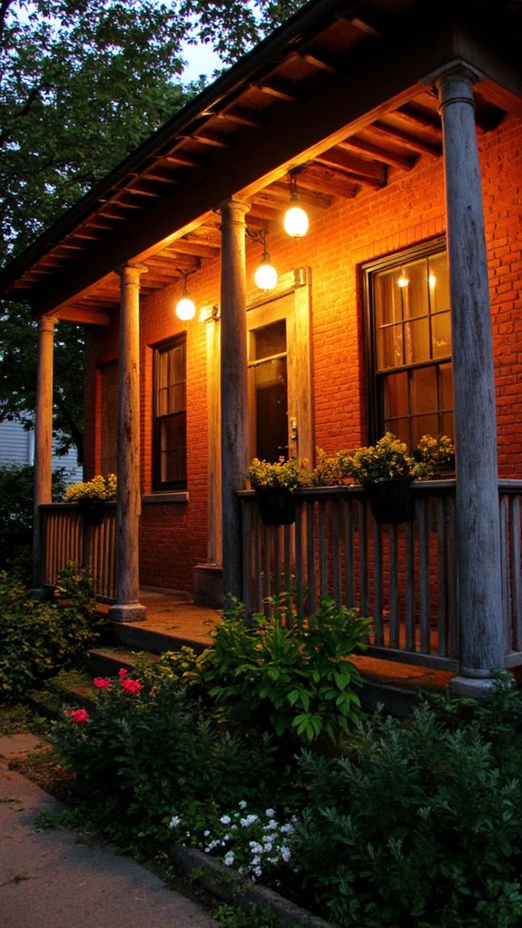 rustic lights enhance entryway