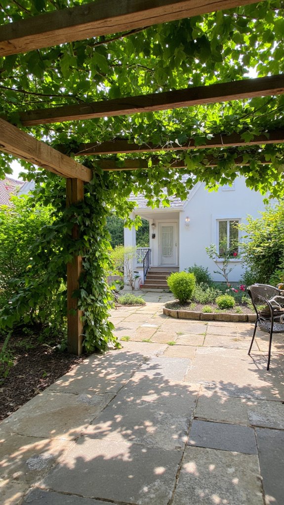 rustic pergola with vines