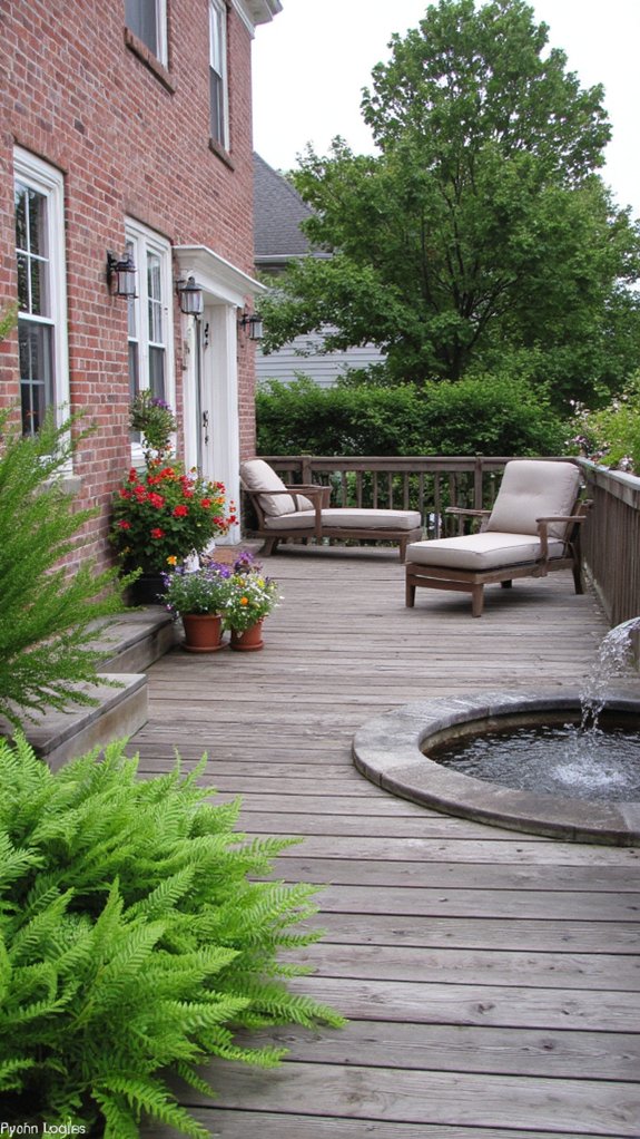 serene deck water feature