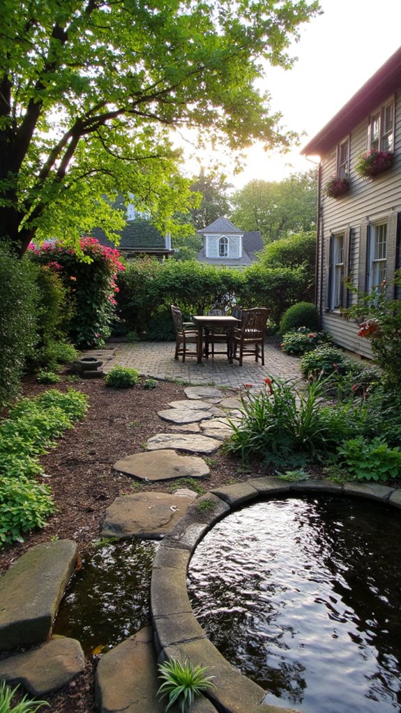 serene garden water features