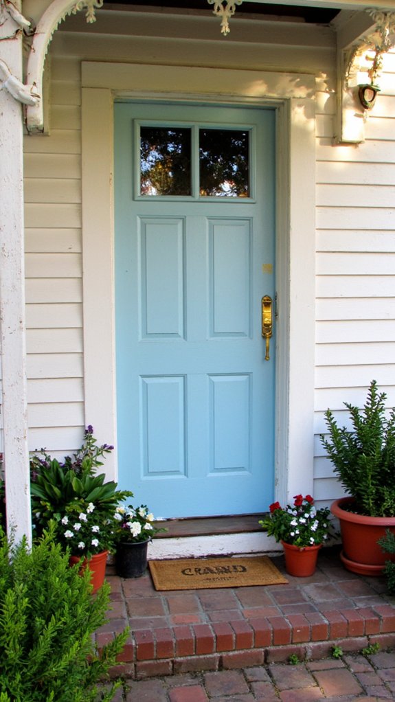 serene light blue entrance