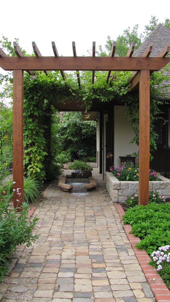 serene pergola water feature