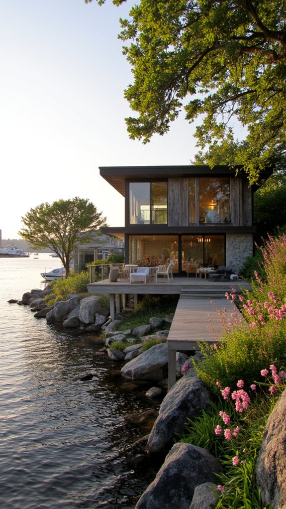 serene waterfront living spaces