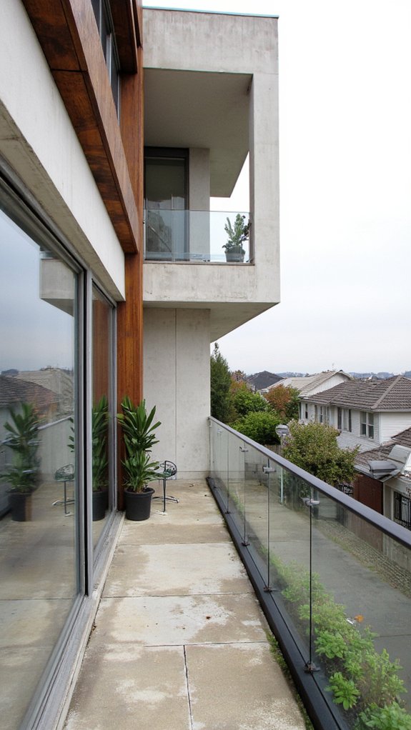 sleek glass railed balcony elegance